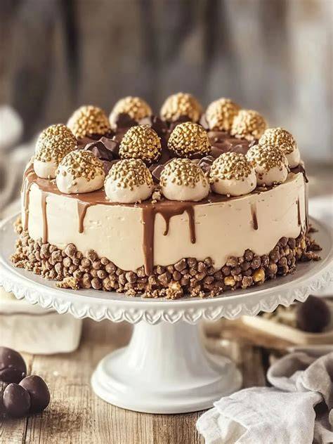 Ferrero Rocher Torte auf einer festlichen Tafel