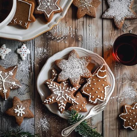 Fertig ausgestochene und dekorierte Lebkuchen-Plätzchen