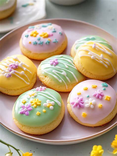 Fertig dekorierte Butterplätzchen in bunter Vielfalt