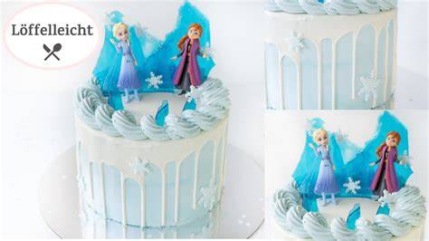 Fertige Elsa Motivtorte mit Figuren und Eisbergen