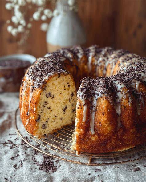 Fertige Mondscheintorte mit Schokoraspeln und Mandelring