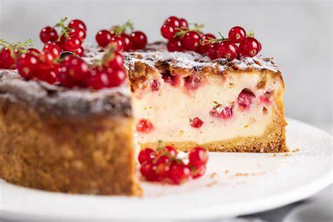 Fertiger Johannisbeer-Käsekuchen mit Bienenstichkruste