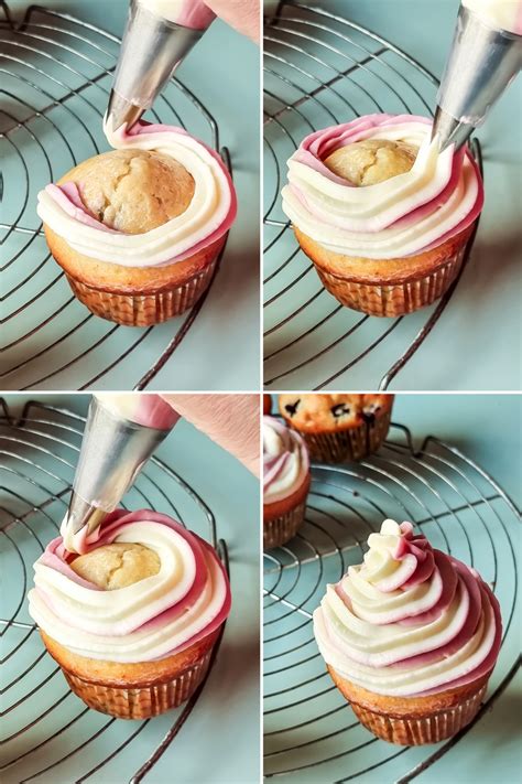 Fertiges Frischkäse-Frosting auf einem Vanille-Cupcake