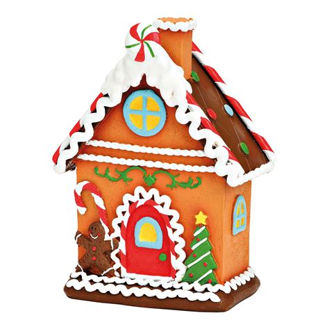 Fertiges bunt verziertes Lebkuchenhaus als Geschenk