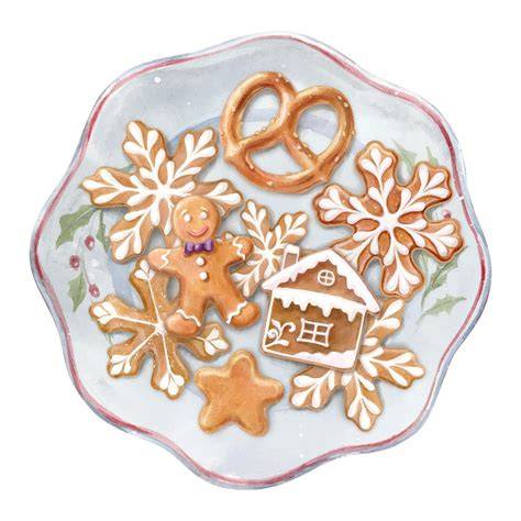 Festlich dekorierte Lebkuchen auf einem Weihnachtsplätzchenteller