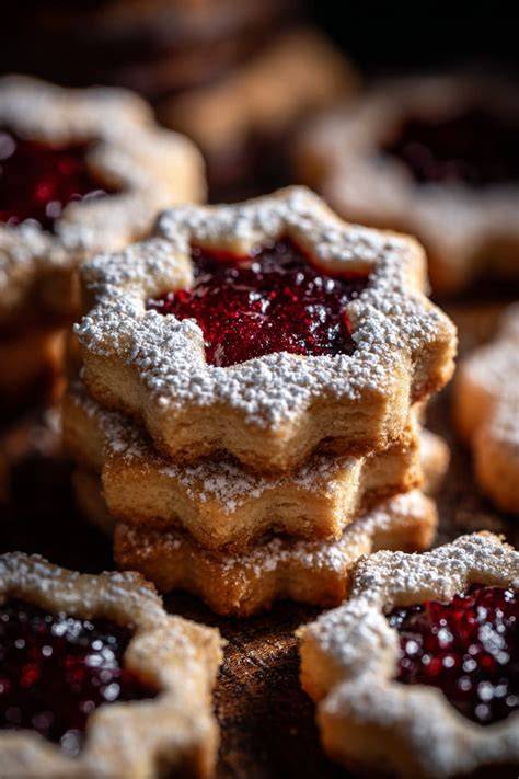 Festlich dekorierte Linzer Mini-Törtchen als Geschenkidee
