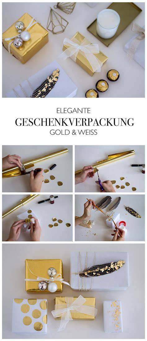 Festliche Geschenkverpackung: Gold und Weiß