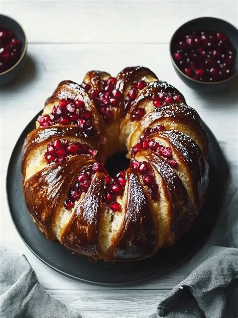 Festliche Schokoladen-Lebkuchen-Torte mit Granatapfel und Orangendekor