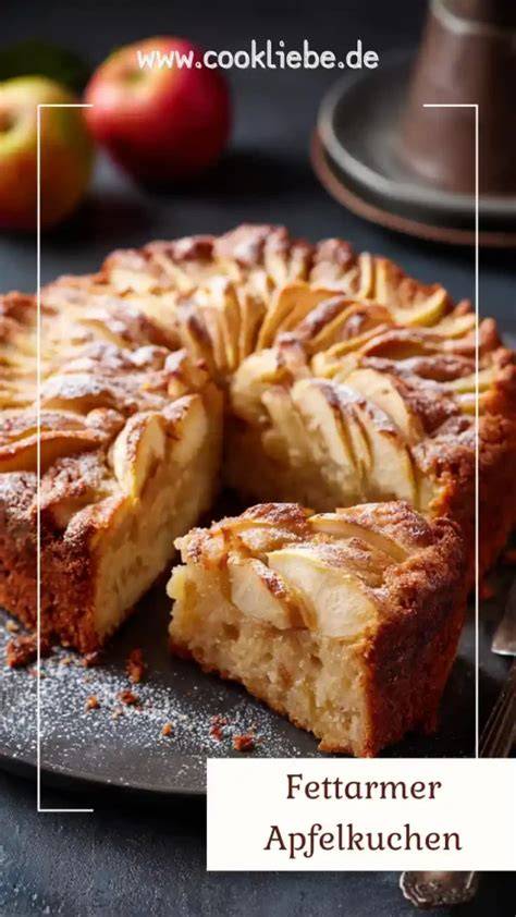 Fettarmer Apfelkuchen mit Puderzucker bestäubt