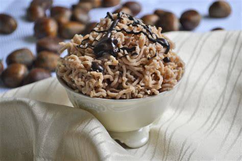 Filokörbchen mit Maronireis und Vanilleeis