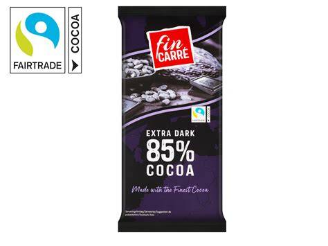 Fin Carré Zartbitterschokolade 90 Prozent Kakao - Nahaufnahme der Tafel