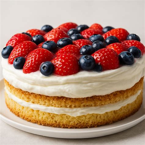 Flaggentorte mit Erdbeeren und Heidelbeeren