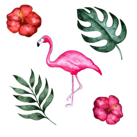 Flamingo Fondant-Deko und tropische Marzipanblätter