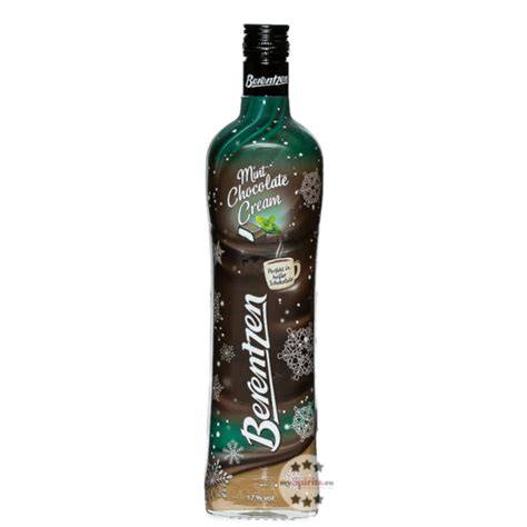 Flasche Berentzen Mint Chocolate Cream auf Hintergrund