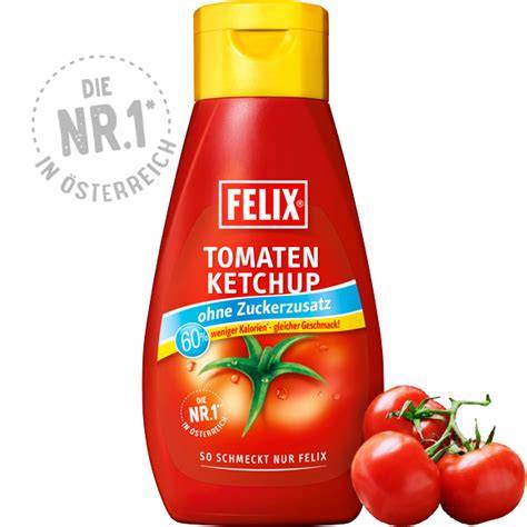 Flasche Felix Ketchup ohne Zuckerzusatz mit Nährwertangaben