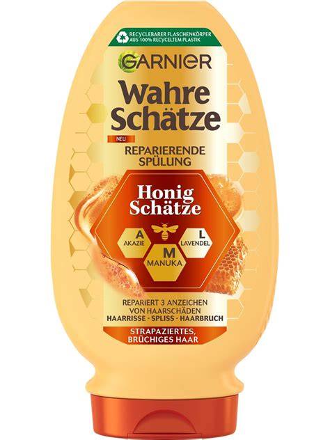 Flasche Garnier Wahre Schätze Honig Schätze mit Bienenwaben-Design