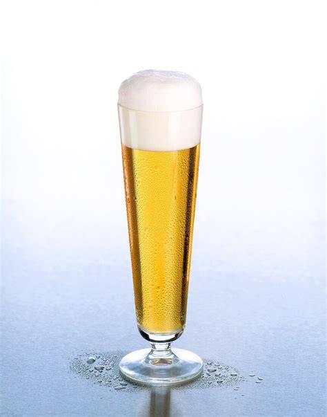 Flasche Honigbier und Glas mit Schaumkrone