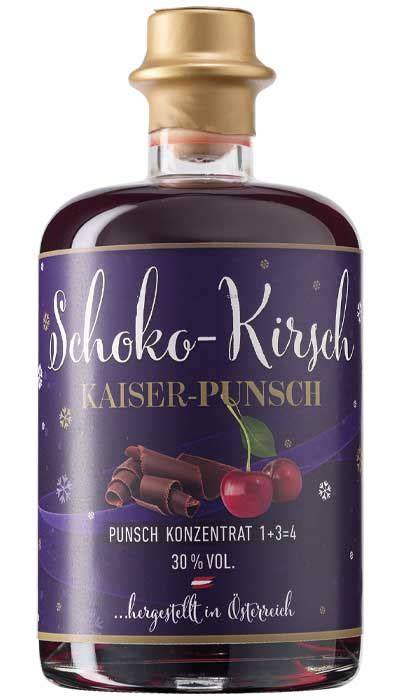 Flasche Prinz Schoko-Kirsch Kaiser-Punsch und Punschgläser