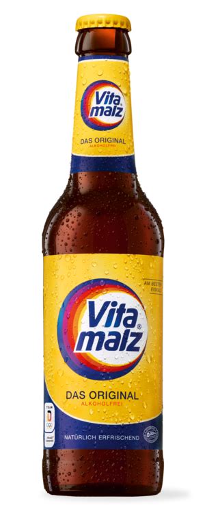 Flasche Vitamalz und Zutaten (Wasser, Gerstenmalz, Hopfen, Glucose-Fructose-Sirup)