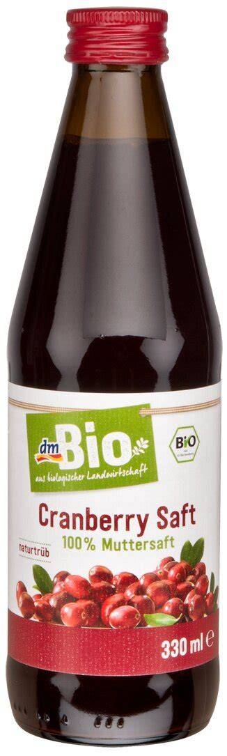 Flasche dm bio Cranberry Saft ohne Zucker