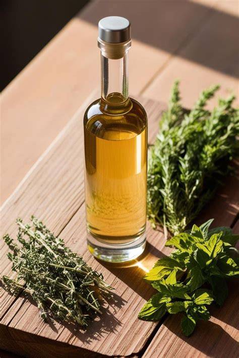 Flasche hausgemachter Karamellsirup auf Küchenarbeitsplatte