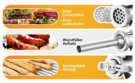 Fleischwolf mit Spritzgebäckaufsatz beim Teigdrehen, Schritt-für-Schritt