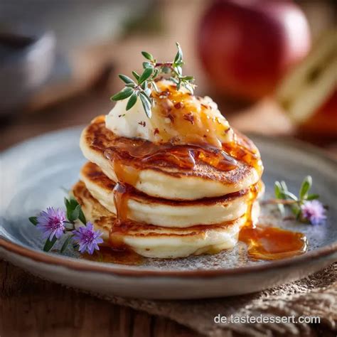 Fluffige Pancakes ohne Butter mit Apfelmus und Zimt