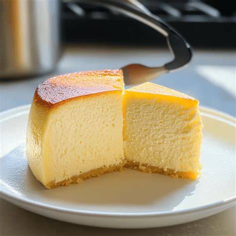 Fluffiger japanischer Käsekuchen auf Teller