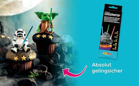 Fondant-Deko: Lichtschwerter, Sternenmotive & Baby Yoda