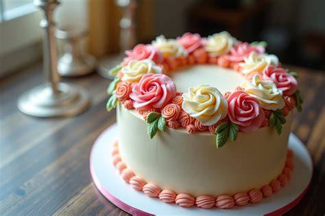 Fondant-Torte mit Marzipan-Fliegenpilzen