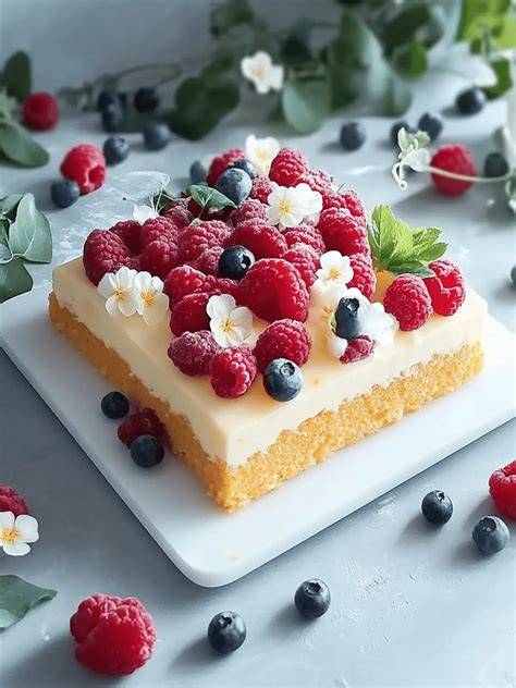 Fondantfreie Torte mit frischen Beeren und Blüten