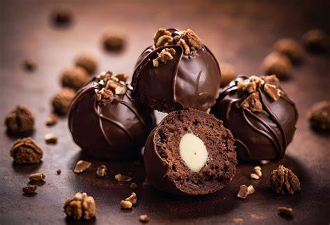 Formen für Pralinen, gefüllt mit Fruchtganache