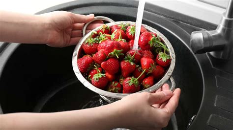 Foto: Maria Panzer / EINFACH KOCHEN - Erdbeeren gewaschen und gewürfelt