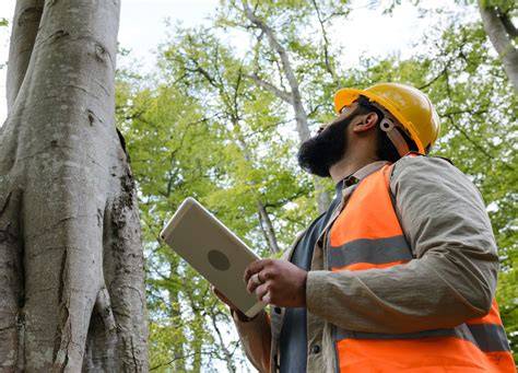 Foto: Markierte Stellen am Baum zur optimalen Verteilung der Gelbtafeln