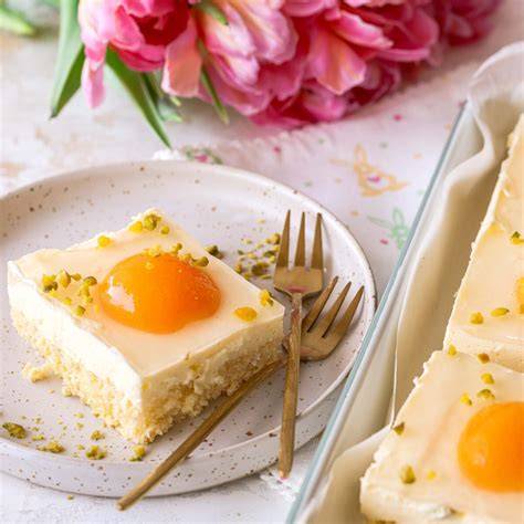Foto: Spiegeleikuchen mit Aprikosen - goldene Kruste, sonnige Fruchtstücke