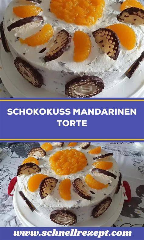 Foto: fertige Schokokuss-Mandarinen-Torte auf Tortenplatte