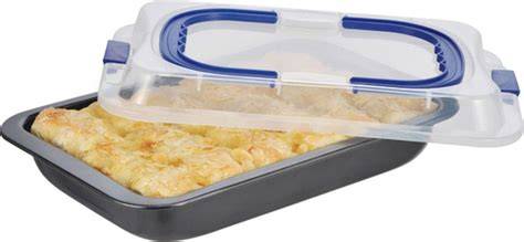Foto-Beispiel: Rechteckige Blechkuchen-Box 48x40x9 cm mit Deckel und Tragegriffen