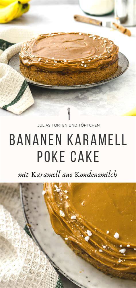 Fotoidee: Poke Cake mit Karamell, Cookies und Bananen in Anschnitt