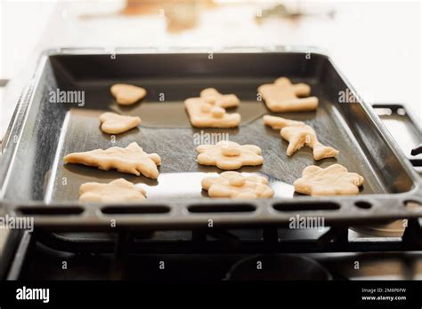 Fröhlich verzierte Rentier-Lebkuchen auf einem Backblech