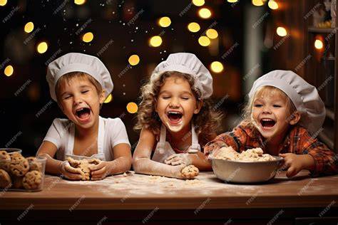 Fröhliche Kinder backen Marzipan-Zipfelmützchen, Weihnachtsdeko