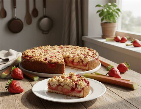 Früchte für Torten: Erdbeeren, Rhabarber, Pflaumen