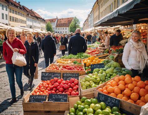 Französischer Wochenmarkt mit frischen Lebensmitteln
