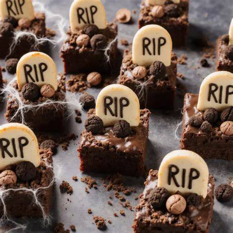 Friedhof Brownies mit Oreo-Erde und Zuckeraugen