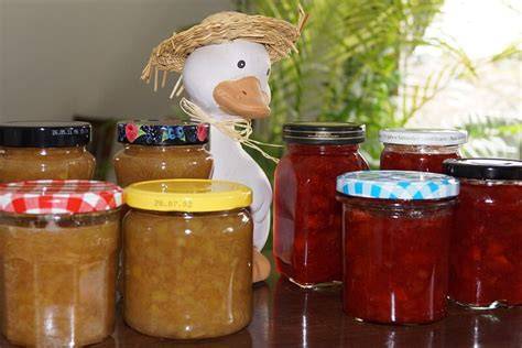 Frisch eingekochte Rhabarber Marmelade mit Vanille