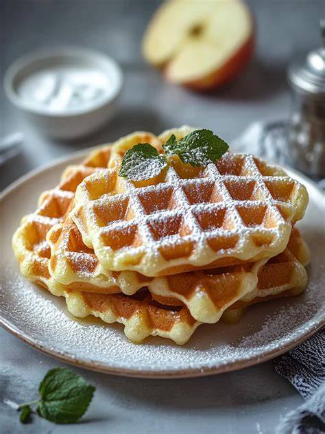 Frisch gebackene Apfelwaffeln ideal für Frühstück oder Kinderjause