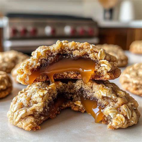 Frisch gebackene Cookies mit weichem Karamellkern