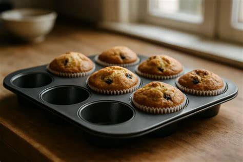 Frisch gebackene Muffins im Muffinblech