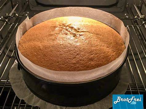 Frisch gebackener Schoko-Biskuit in Backform und aufgeschnitten als Tortenboden
