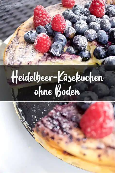 Frisch gebackener glutenfreier Heidelbeer-Käsekuchen ohne Boden
