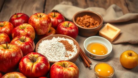 Frische Äpfel und Zutaten für veganen Apfelkuchen